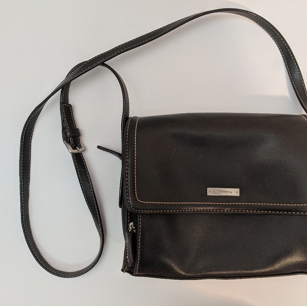 Liz Claiborne black leather cross body
